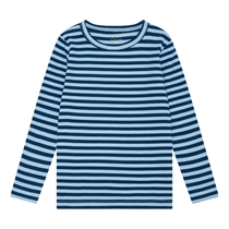 BIRKHOLM Stribet Rib Bluse Poseidon Blå & Baby Blå